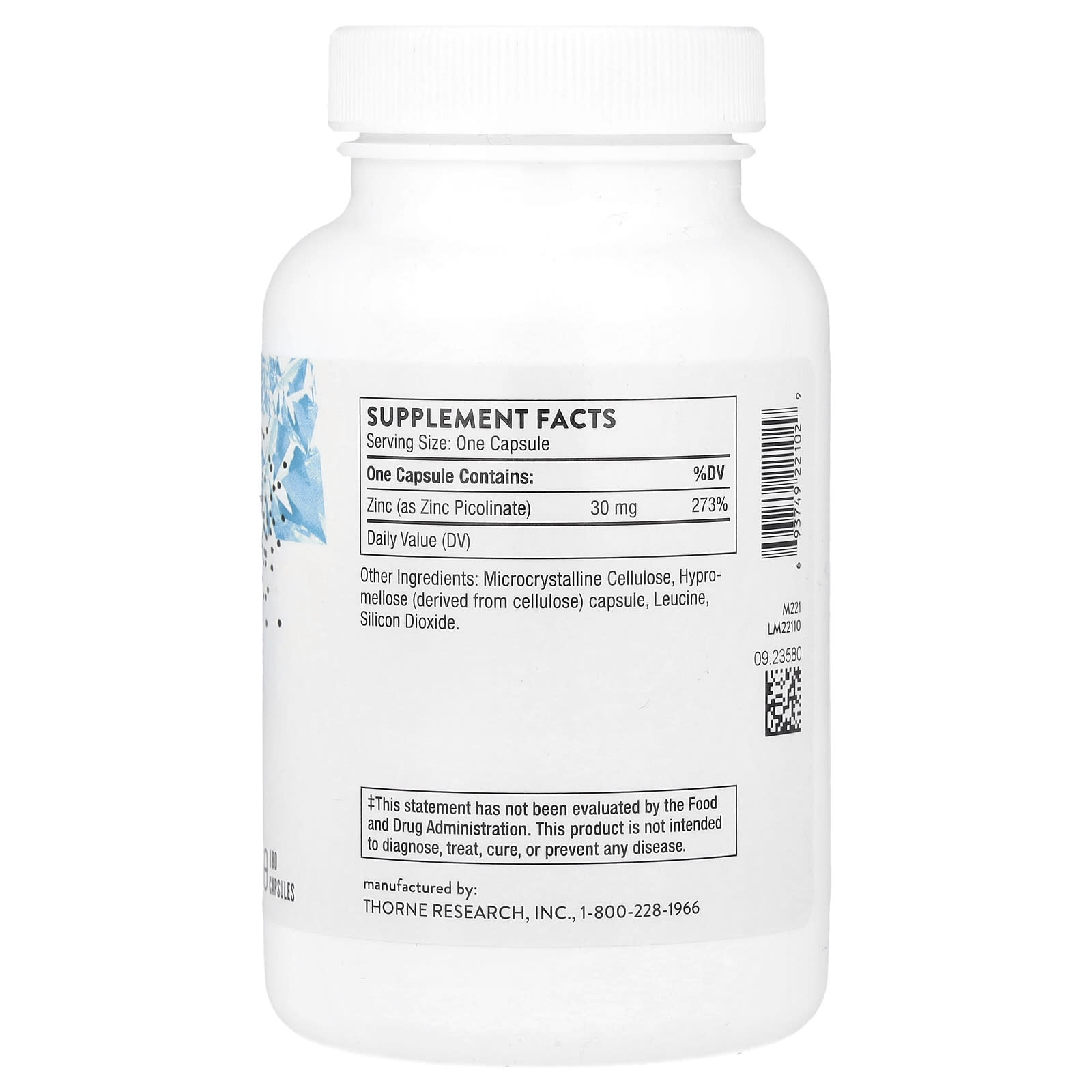 Thorne, Zinc Picolinate, 30 mg, 180 Capsules