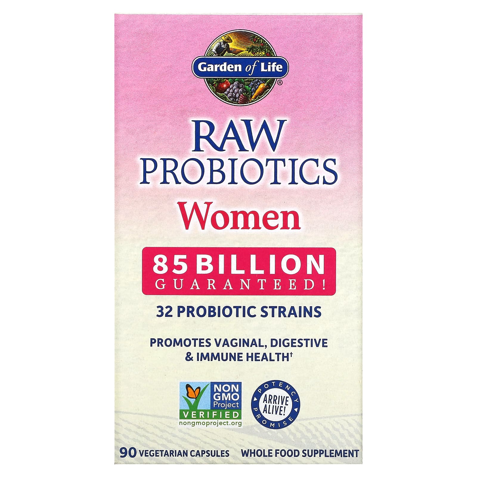 Garden of Life, RAW Probiotics, Women, 85 Billion, 90 Vegetarian Capsules (28.33 Billion Live Cultures per Capsule)