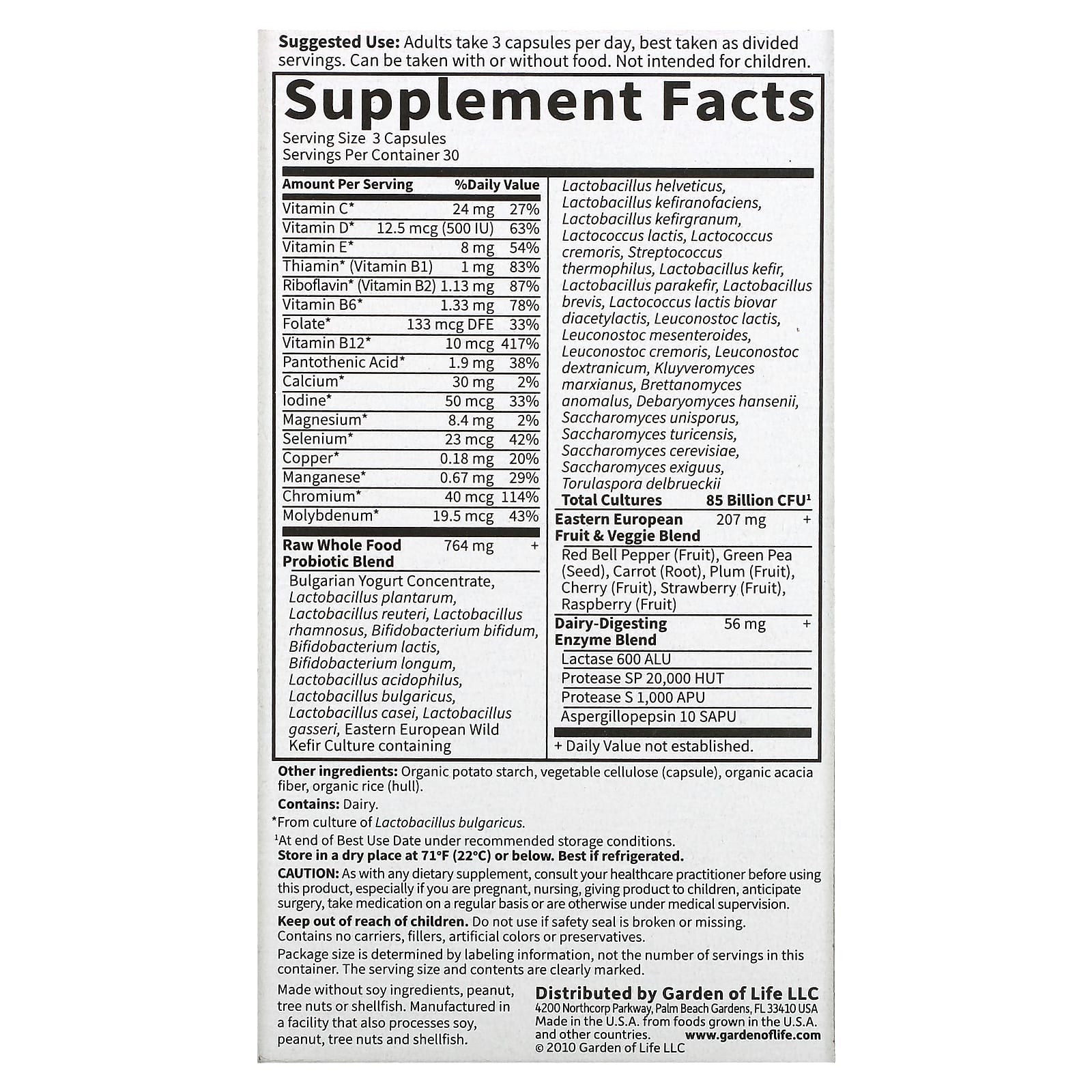 Garden of Life, RAW Probiotics, Women, 85 Billion, 90 Vegetarian Capsules (28.33 Billion Live Cultures per Capsule)