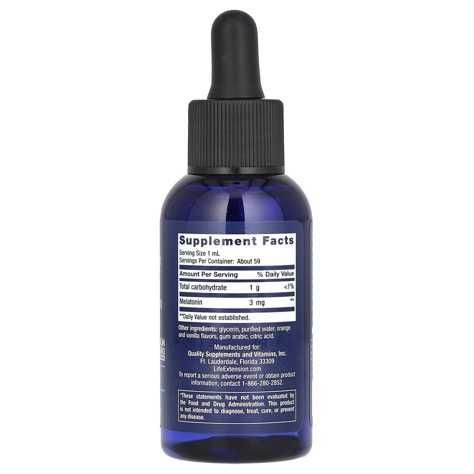 Life Extension, Fast-Acting Liquid Melatonin, Citrus-Vanilla, 3 mg, 2 fl oz (59 ml)