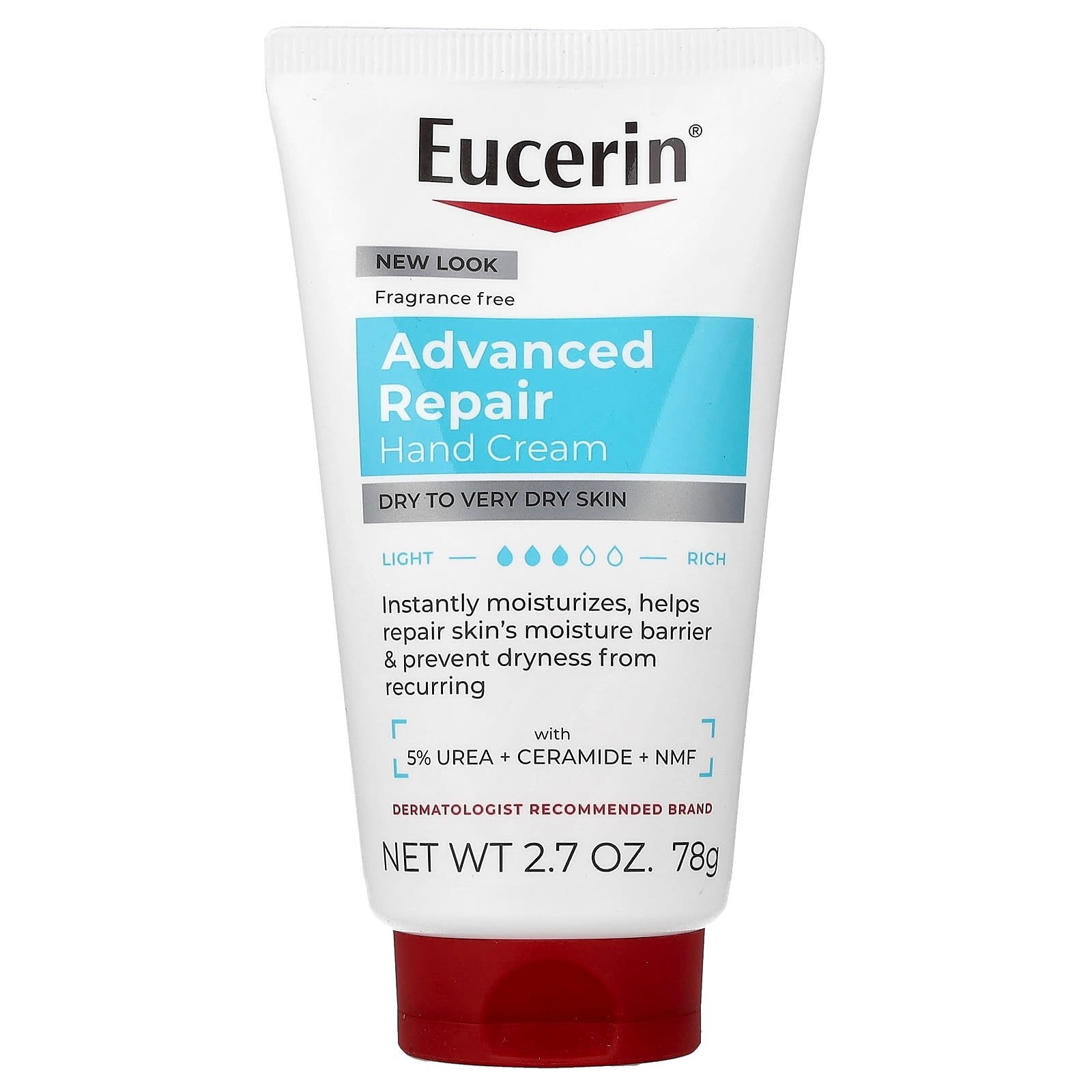 EUCERIN HAND CREAM 78G ADVANCED REPAIR FOR DRY SKIN FRAGRANCE FREE