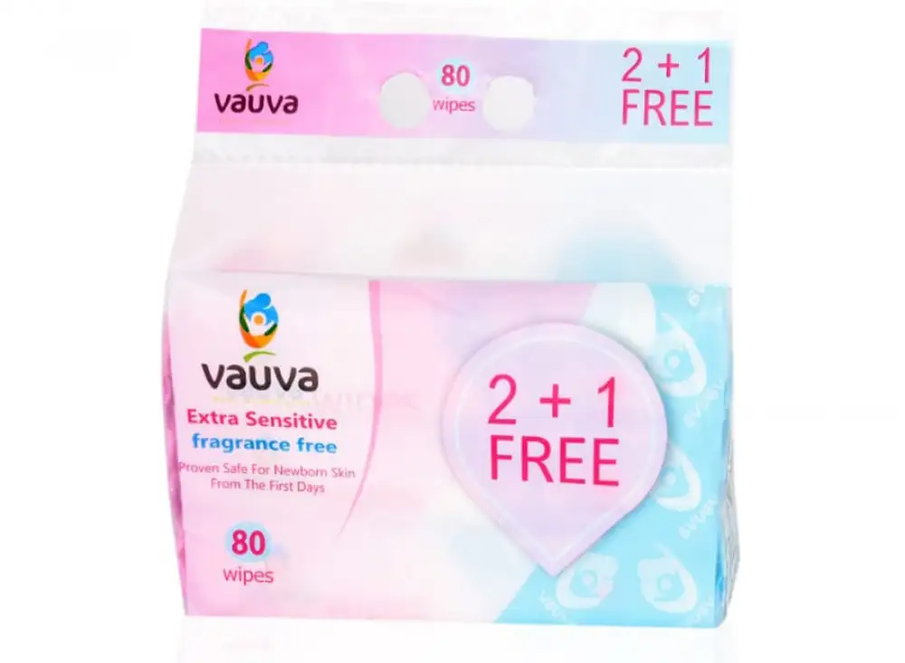 VAUVA BABY WIPES FRAG FREE 80PCS 2+1