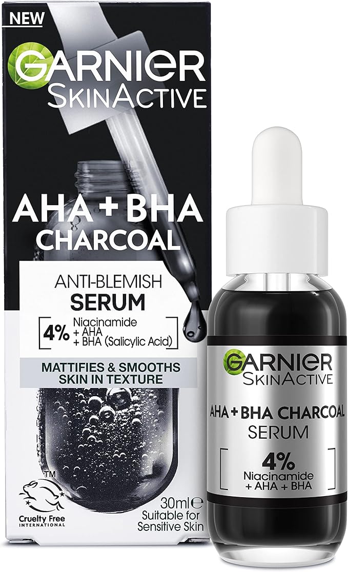 GARNIER SKIN ACTIVE AHA+BHA CHARCOAL SERUM 30ML